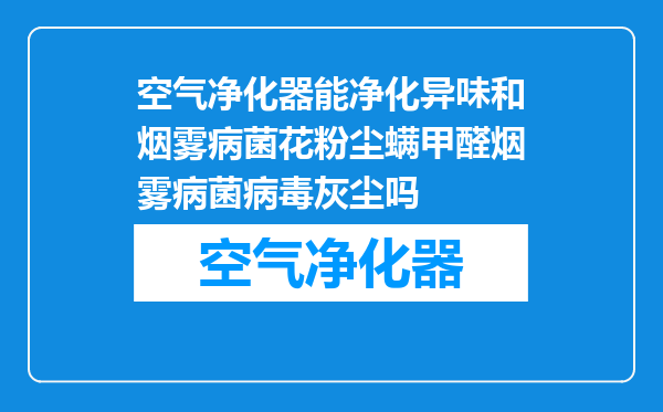 空气净化器能净化异味和烟雾病菌花粉尘螨甲醛烟雾病菌病毒灰尘吗