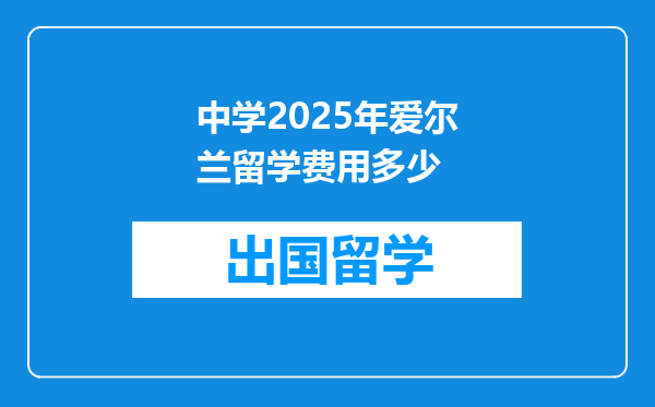 中学2025年爱尔兰留学费用多少