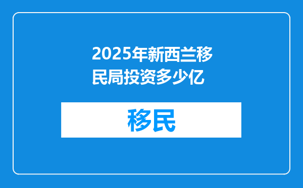 2025年新西兰移民局投资多少亿