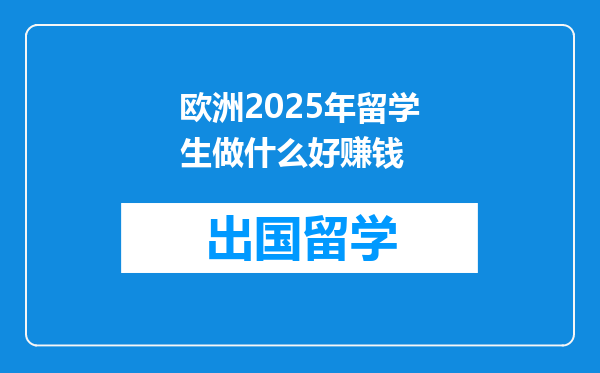 欧洲2025年留学生做什么好赚钱