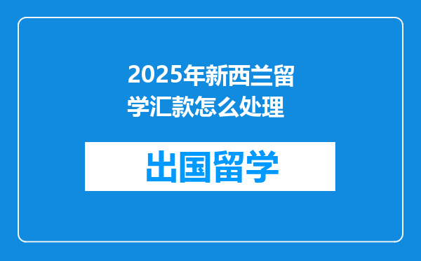 2025年新西兰留学汇款怎么处理