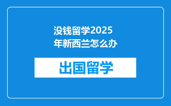 没钱留学2025年新西兰怎么办