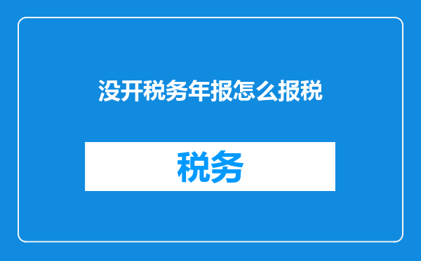 没开税务年报怎么报税