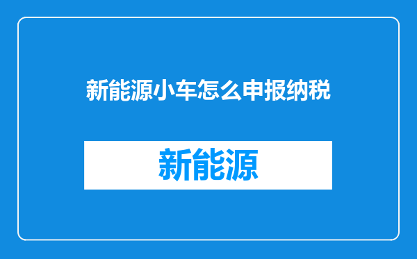 新能源小车怎么申报纳税
