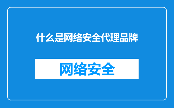 什么是网络安全代理品牌