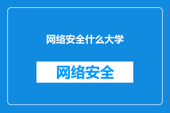 网络安全什么大学