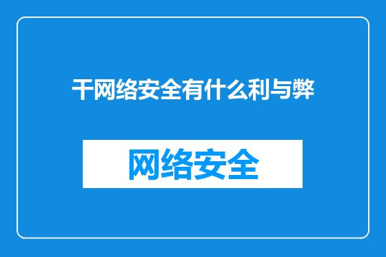 干网络安全有什么利与弊
