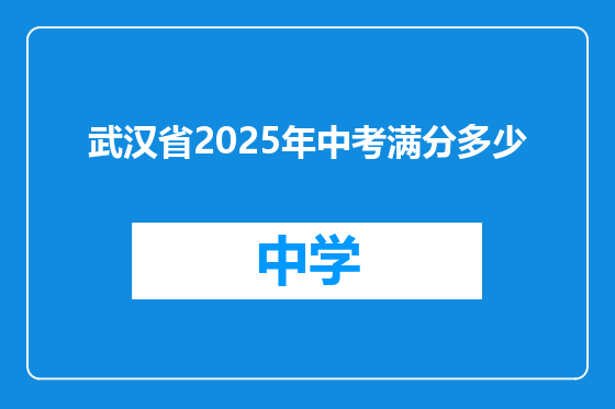 武汉省2025年中考满分多少