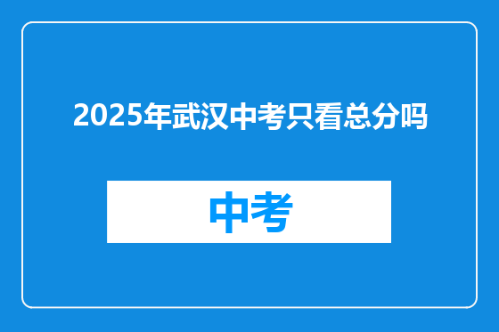 2025年武汉中考只看总分吗