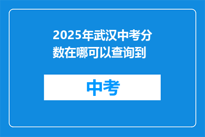 2025年武汉中考分数在哪可以查询到