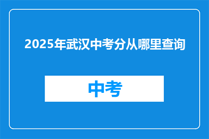 2025年武汉中考分从哪里查询
