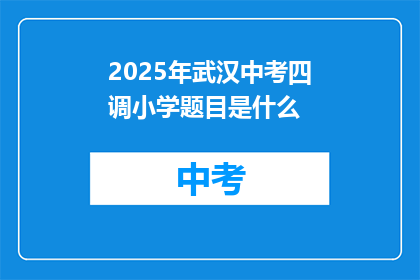 2025年武汉中考四调小学题目是什么