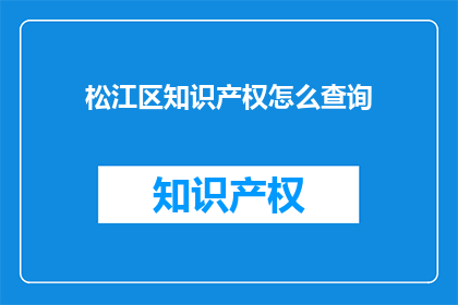 松江区知识产权怎么查询