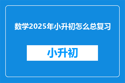 数学2025年小升初怎么总复习