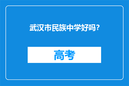 武汉市民族中学好吗？