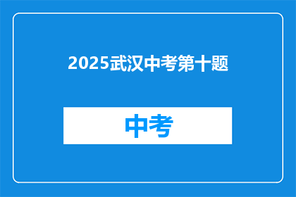 2025武汉中考第十题