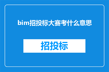 bim招投标大赛考什么意思