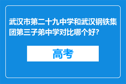 武汉市第二十九中学和武汉钢铁集团第三子弟中学对比哪个好？