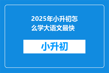 2025年小升初怎么学大语文最快