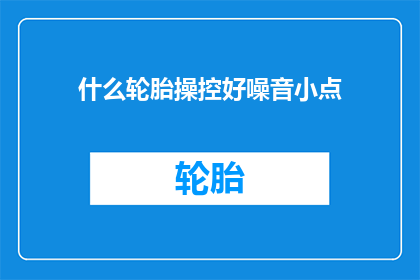 什么轮胎操控好噪音小点