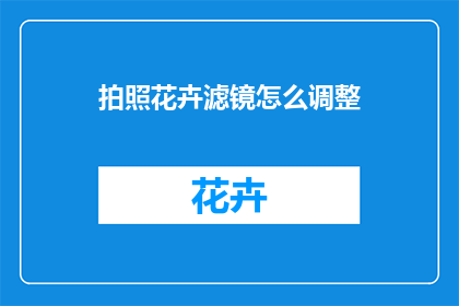 拍照花卉滤镜怎么调整