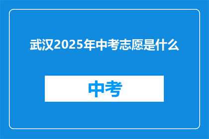 武汉2025年中考志愿是什么