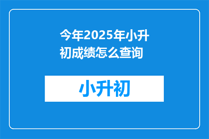 今年2025年小升初成绩怎么查询