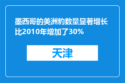 墨西哥的美洲豹数量显著增长 比2010年增加了30%