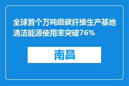 全球首个万吨级碳纤维生产基地清洁能源使用率突破76%