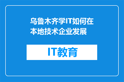 乌鲁木齐学IT如何在本地技术企业发展(如何促进乌鲁木齐本地IT企业的发展？)