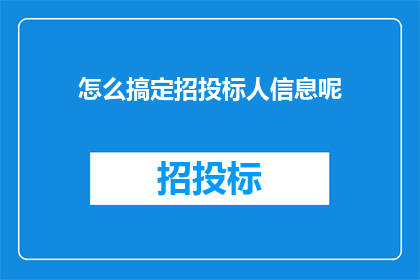 怎么搞定招投标人信息呢(如何有效获取和整理招投标过程中的关键信息？)