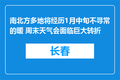 南北方多地将经历1月中旬不寻常的暖 周末天气会面临巨大转折