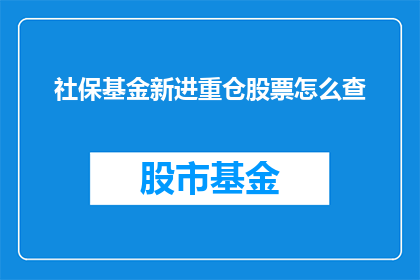 社保基金新进重仓股票怎么查(如何查询社保基金新进重仓的股票？)