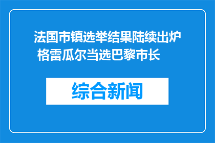 法国市镇选举结果陆续出炉 格雷瓜尔当选巴黎市长