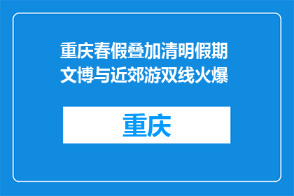 重庆春假叠加清明假期 文博与近郊游双线火爆