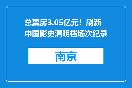 总票房3.05亿元！刷新中国影史清明档场次纪录
