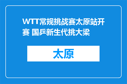 WTT常规挑战赛太原站开赛 国乒新生代挑大梁