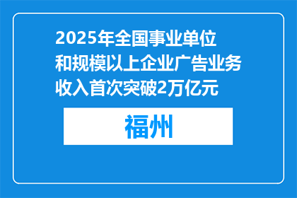 2025年全国事业单位和规模以上企业广告业务收入首次突破2万亿元