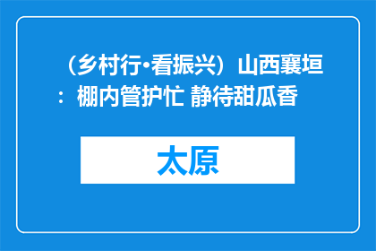（乡村行·看振兴）山西襄垣：棚内管护忙 静待甜瓜香