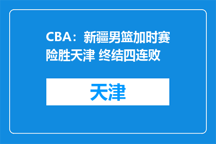 CBA：新疆男篮加时赛险胜天津 终结四连败