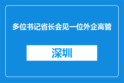 多位书记省长会见一位外企高管
