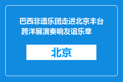巴西非遗乐团走进北京丰台 跨洋展演奏响友谊乐章