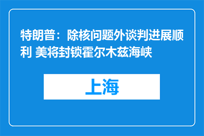 特朗普：除核问题外谈判进展顺利 美将封锁霍尔木兹海峡