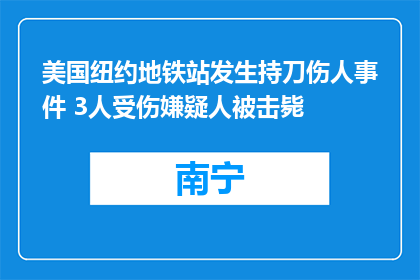 美国纽约地铁站发生持刀伤人事件 3人受伤嫌疑人被击毙