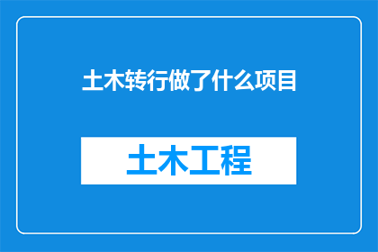 土木转行做了什么项目(土木背景人士的转行之路：他们究竟投身于哪些项目以实现职业转型？)