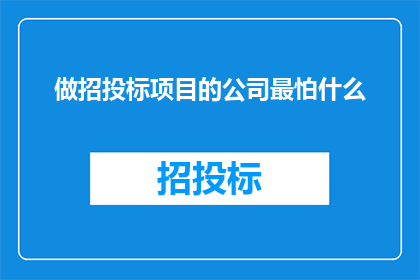 做招投标项目的公司最怕什么(招投标项目公司最担心什么？)