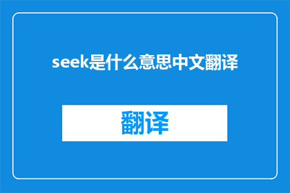 seek是什么意思中文翻译(Seek在中文中是什么意思？)