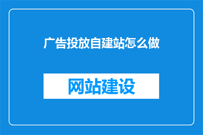 广告投放自建站怎么做(如何高效地开展自建站的广告投放策略？)