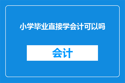 小学毕业直接学会计可以吗(小学毕业直接学习会计是否可行？)