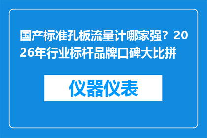 国产标准孔板流量计哪家强？2026年行业标杆品牌口碑大比拼